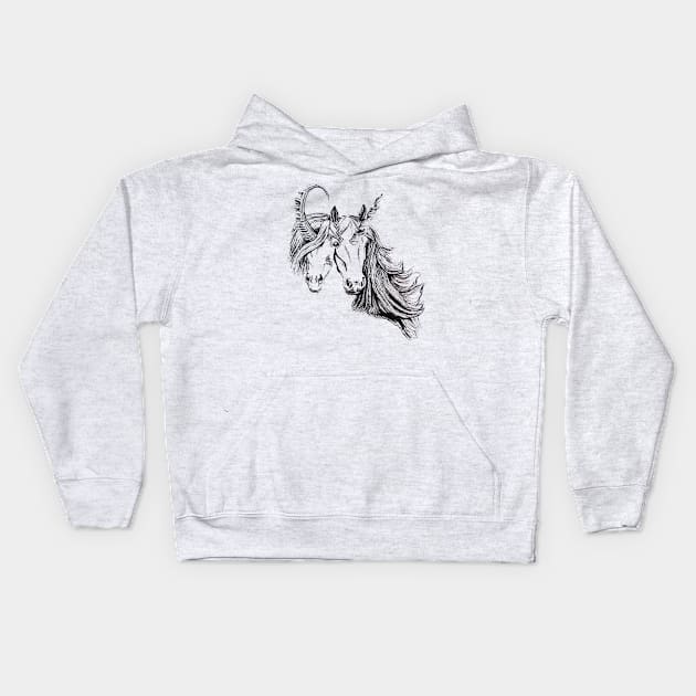 Conjoined Unicorns Kids Hoodie by RaLiz